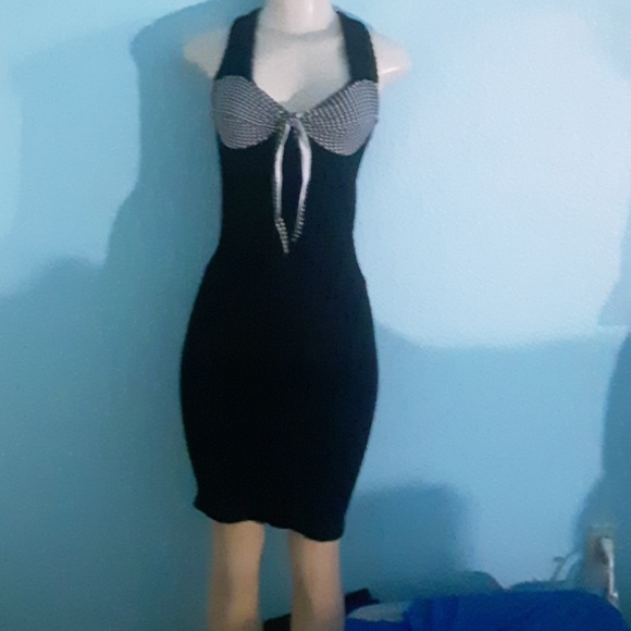Carmen Martinez Elastic Black Pin-up Pencil Dress - Picture 2 of 7